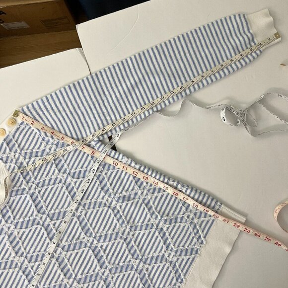 Derek Lam 10 Crosby‎ Blue White Stripe Diagonal Fringe Crewneck Sweater Sz S - Picture 13 of 15